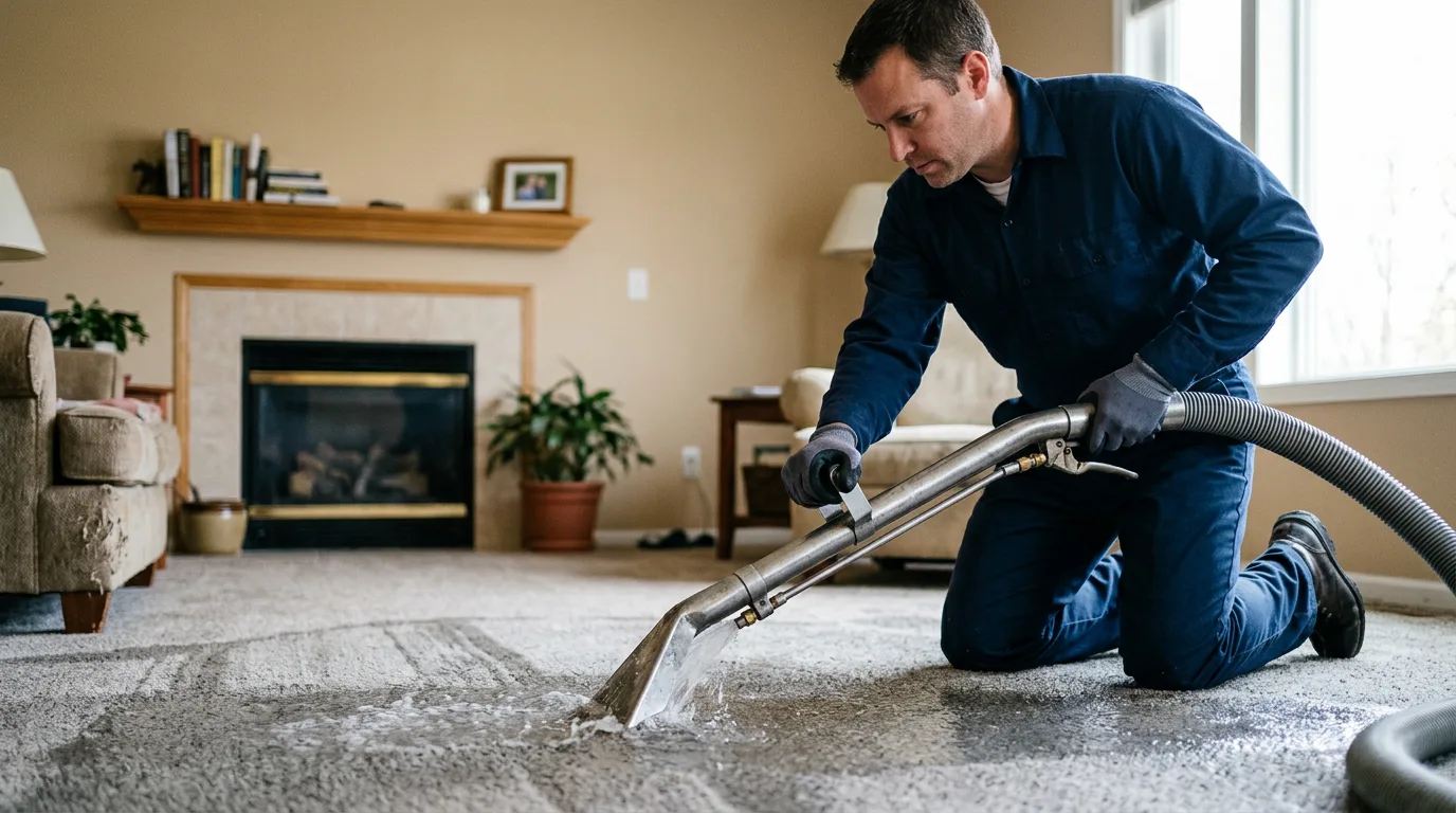 Water damage restoration technician working near Highland Lake, NY